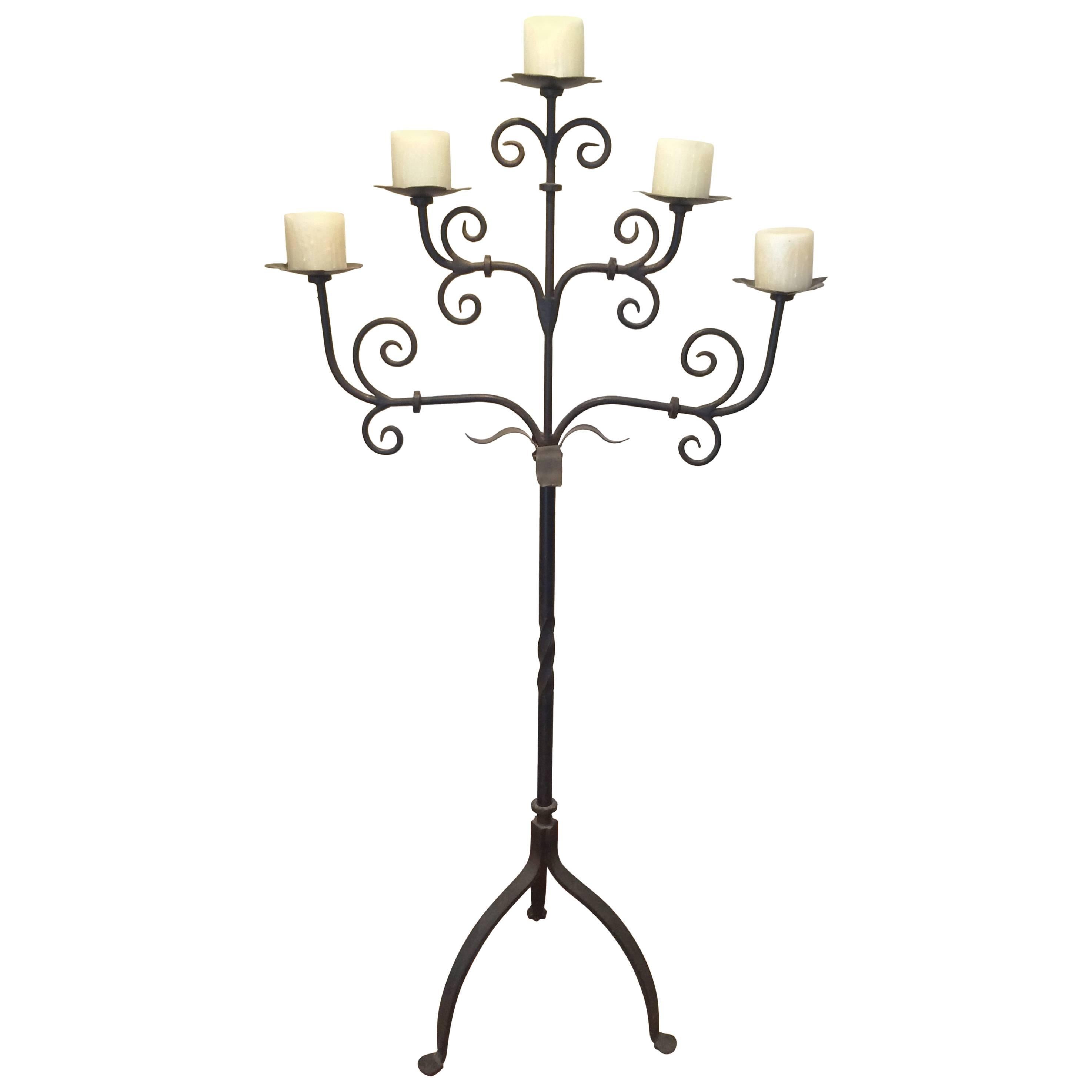 Handmade Wrought Iron Floor Candelabra stands 5 ft + tall