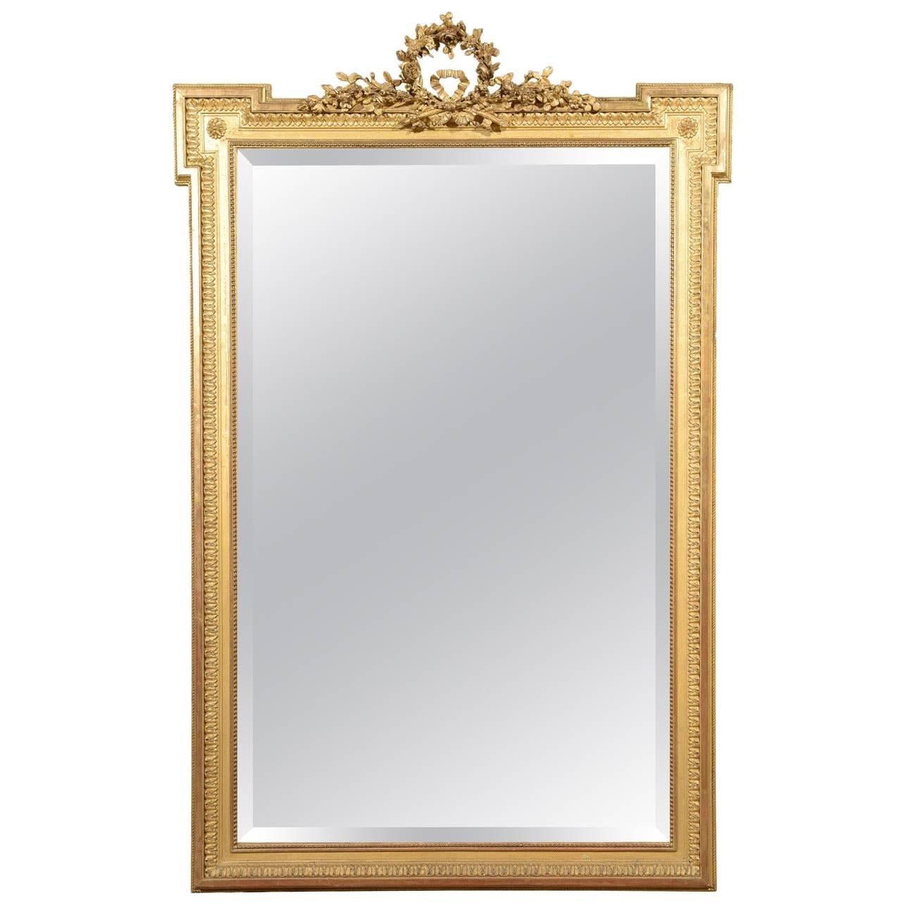 19th Century Louis XVI Style Gilt Mirror, circa 1820 For Sale