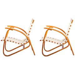 Pair of Bentwood Lounge Chairs by Jan Vanek, Czechoslovakia, 1930s
