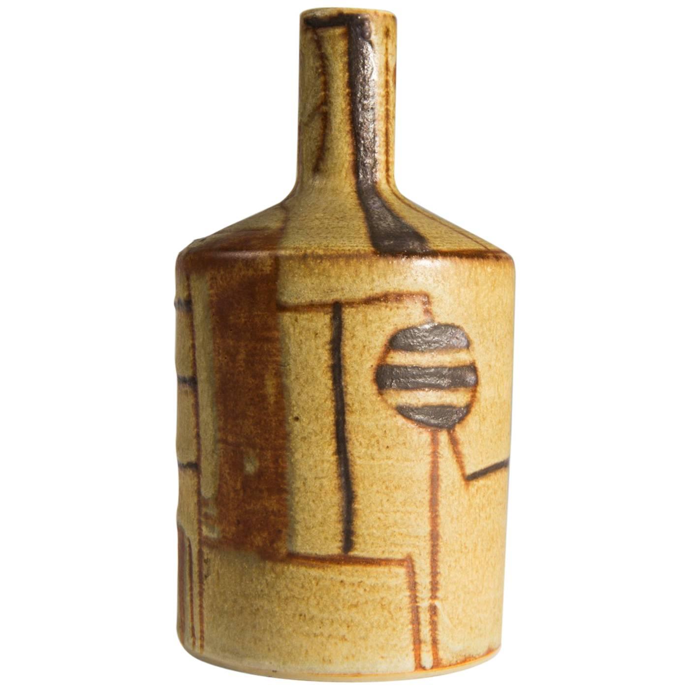 Beate Kuhn, Ceramic-Bottle Vase, Germany, 1950