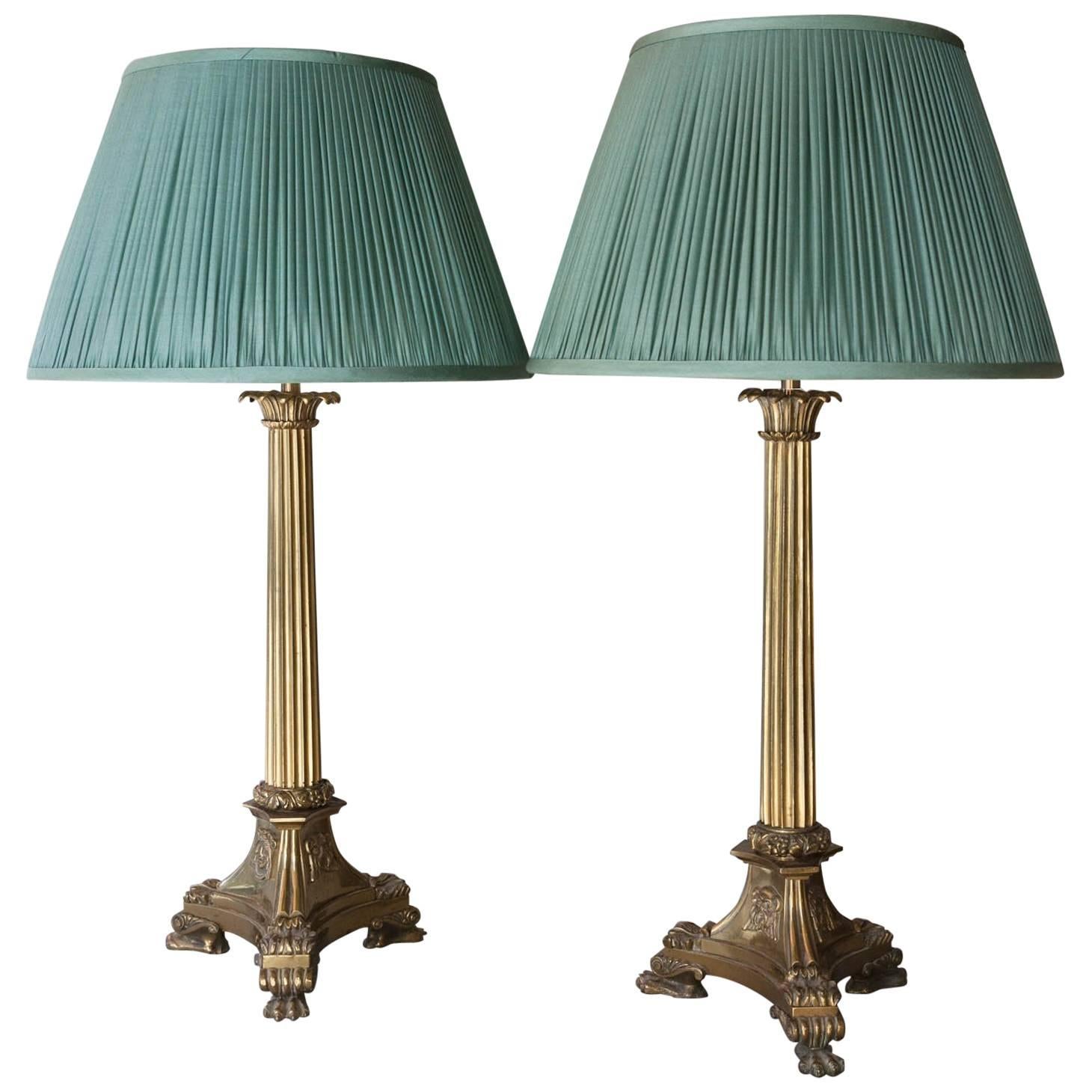 Pair of Late 19th Century Brass Table Lamps