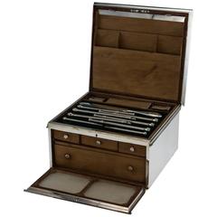 19th Century Victorian Solid Silver Boxed Desk Writing Set, London, circa 1863