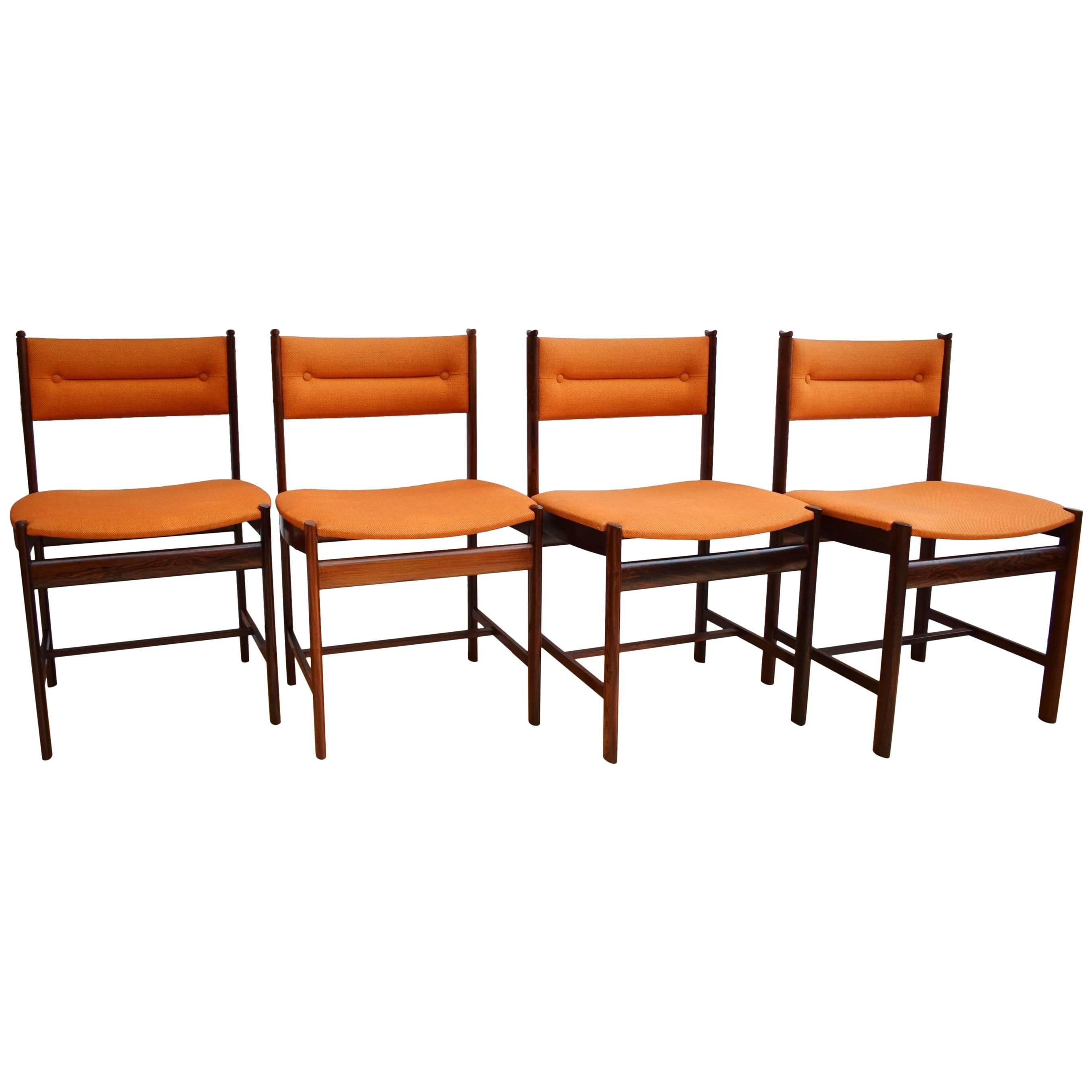 Mid-Century Danish Set of Four Dining Chairs in Rio Rosewood by Dyrlund, 1970s