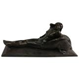 Französische Bronzeskulptur von Paul Sylvester "Leda und der Swan"