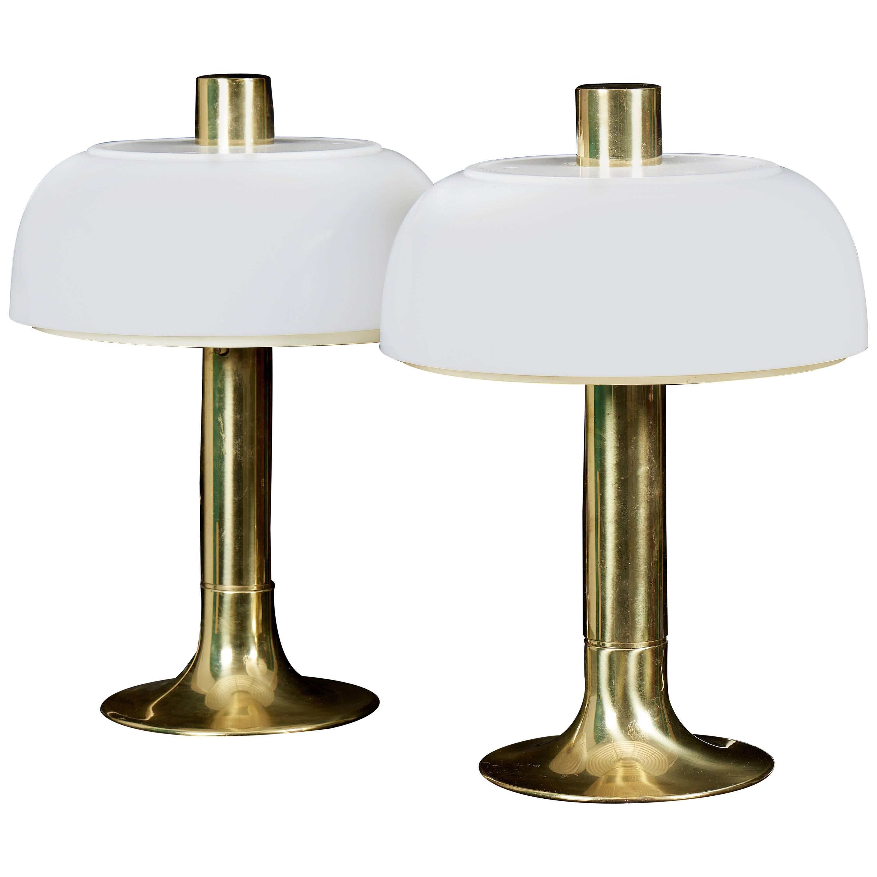 Hans-Agne Jakobsson Pair of Swedish Table Lamps in Brass