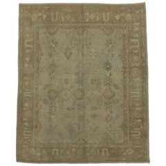 Modern Turkish Oushak Rug with Transitional Style and Light Colors