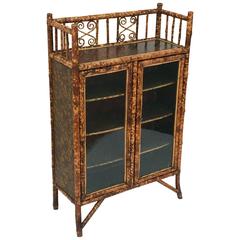English Bamboo Bookcase Cabinet with Two Glazed Doors 5