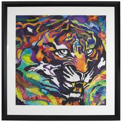 Winifred Jagger, Tiger, Original Silk Batik Painting, 2016