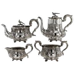 Antique 19th Century Regency Solid Silver Four-Piece Tea & Coffee Set, London circa 1835