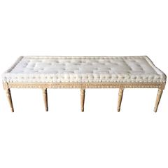 Swedish Gustavian Period Bench with Antique Linen