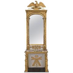 Swedish 19th Century Neoclassical Giltwood and Marble Console with Mirror 10