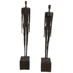 Male and Female Abstract Metal Sculptures
