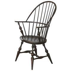 Antique Bowback Windsor Armchair in Black Crackle Maple by D.R. Dimes
