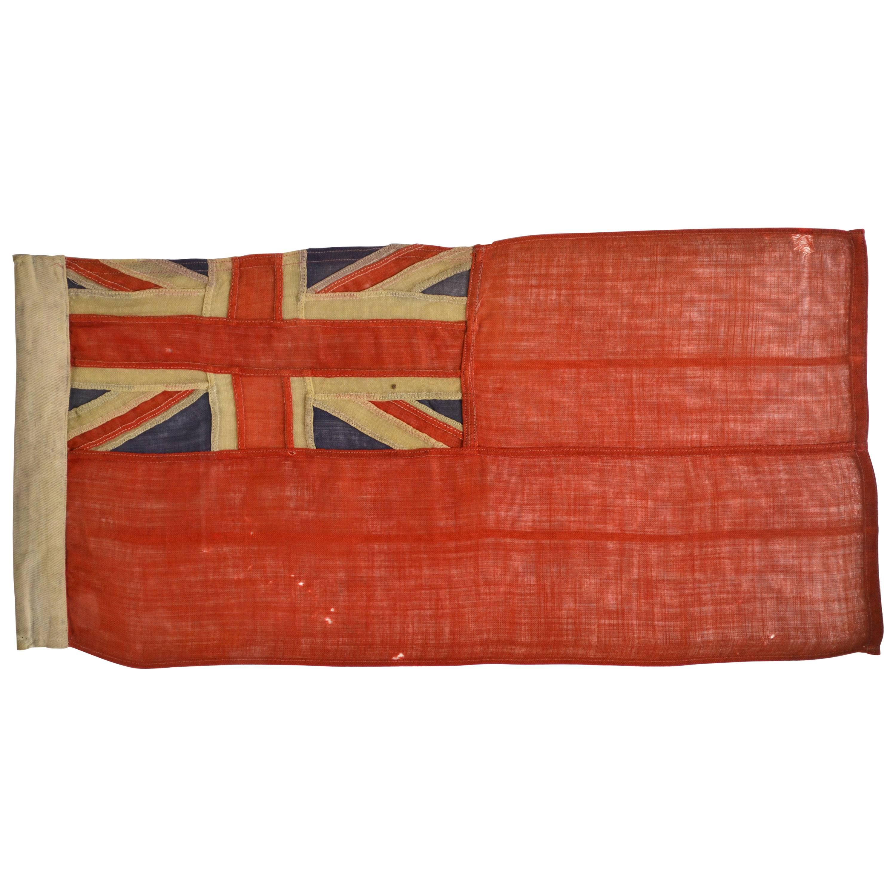 British Red Ensign, Antique Nautical / Signal Flag, Hand Sewn For Sale