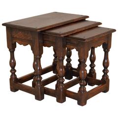 19th Century Set of Three Oak Nesting Tables