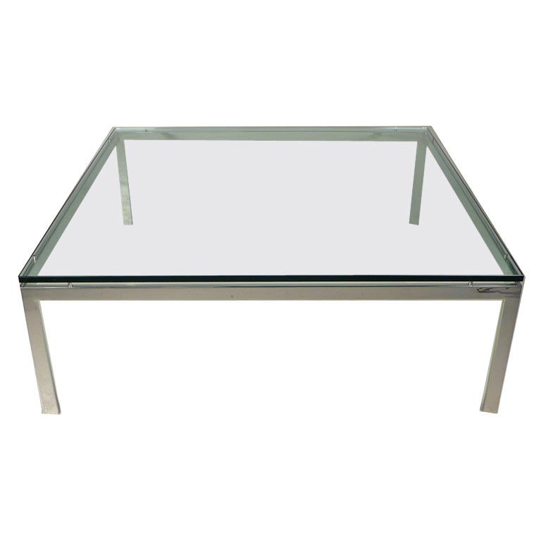 Table basse par Jacob Epstein avec plateau en verre flottant en vente
