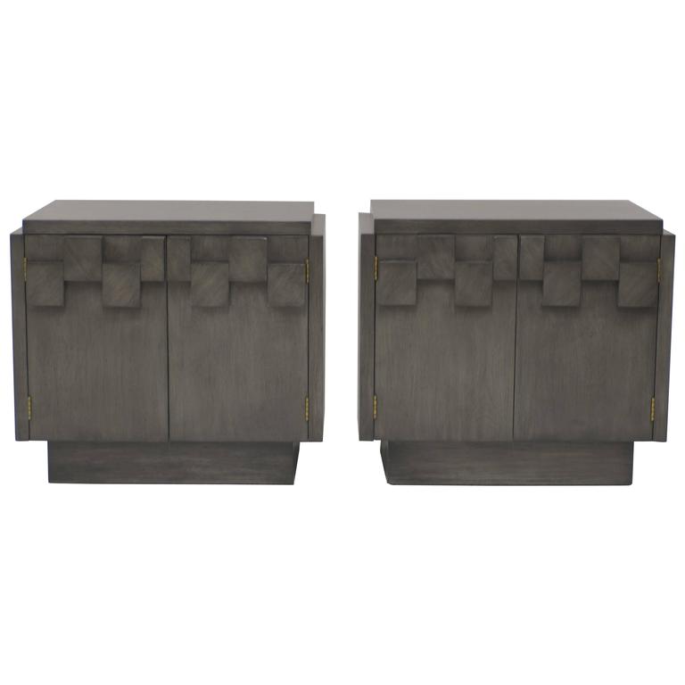 Charcoal Grey Lane Brutalist Mosaic Nightstands at 1stDibs lane