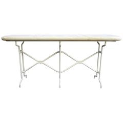 Fabulous 1970s Iron Console Table with Custom Limestone Top After Giacometti
