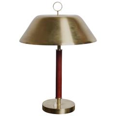 Swedish Leather-Wrapped Brass Desk Lamp 10