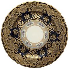 Set of 12 Cobalt and Gilt Limoges Dinner Plates in Arabesque Design, circa 1900 5