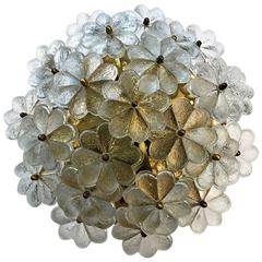 Austrian Earnst Palme Glass 1960s Floral Flush Light 7