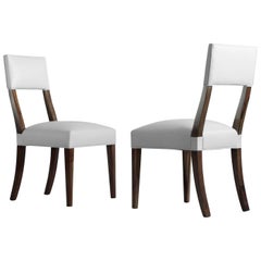 Exotic Wood High-Back Dining Leather Chair from Costantini, Luca
