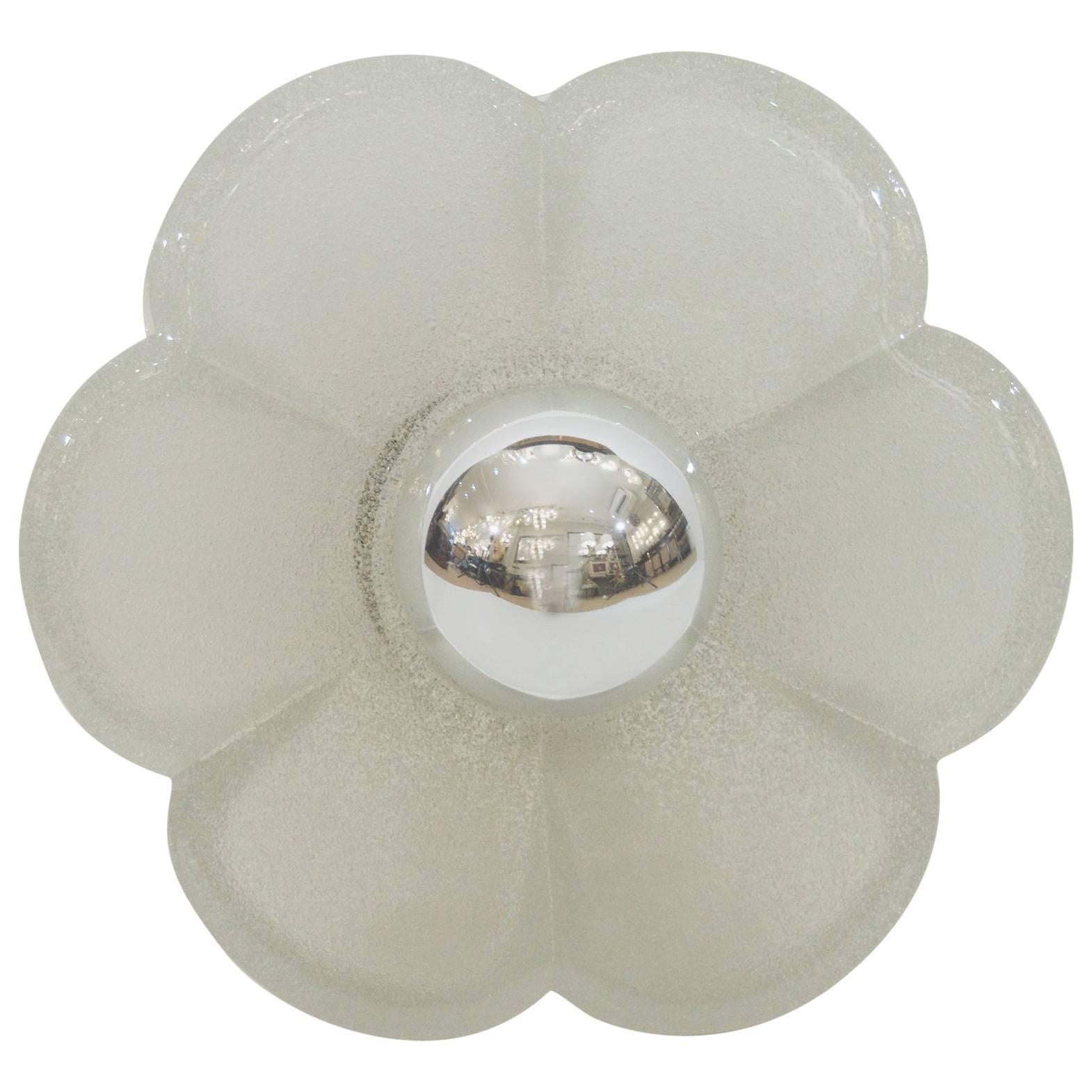 Dramatic Floral Ice Glass Wall Sconces (4 Available) For Sale