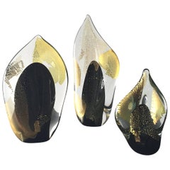 Randy Strong "Dichroic Flame" Art Glass Sculptures