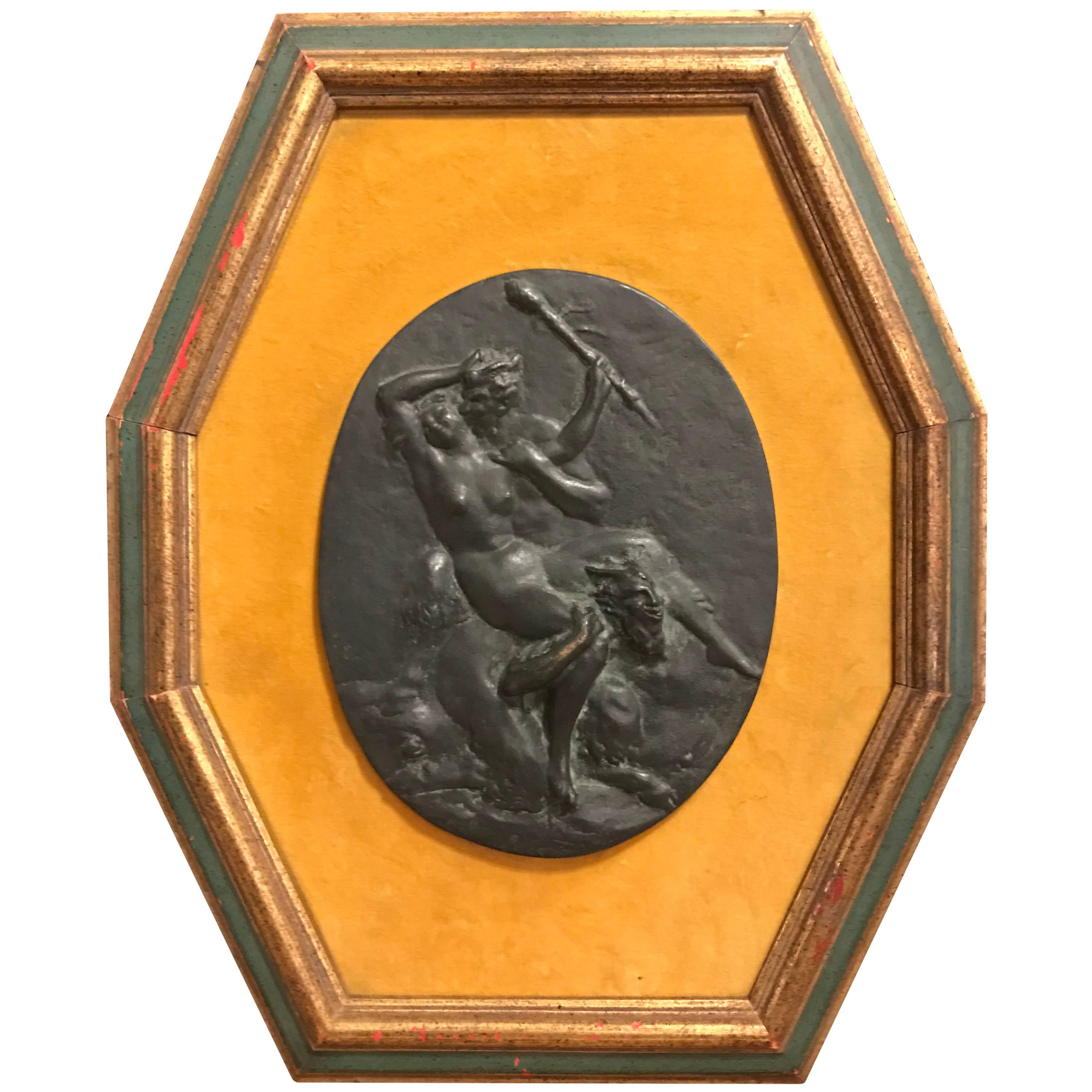 Austrian Erotic Bronze Plaque of Satyrs and Nymph