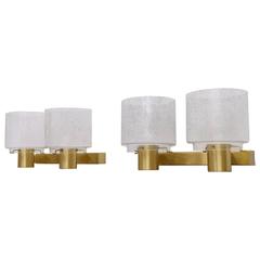 Vintage Pair of Swedish Brass Wall Lamps by Boréns, 1960s