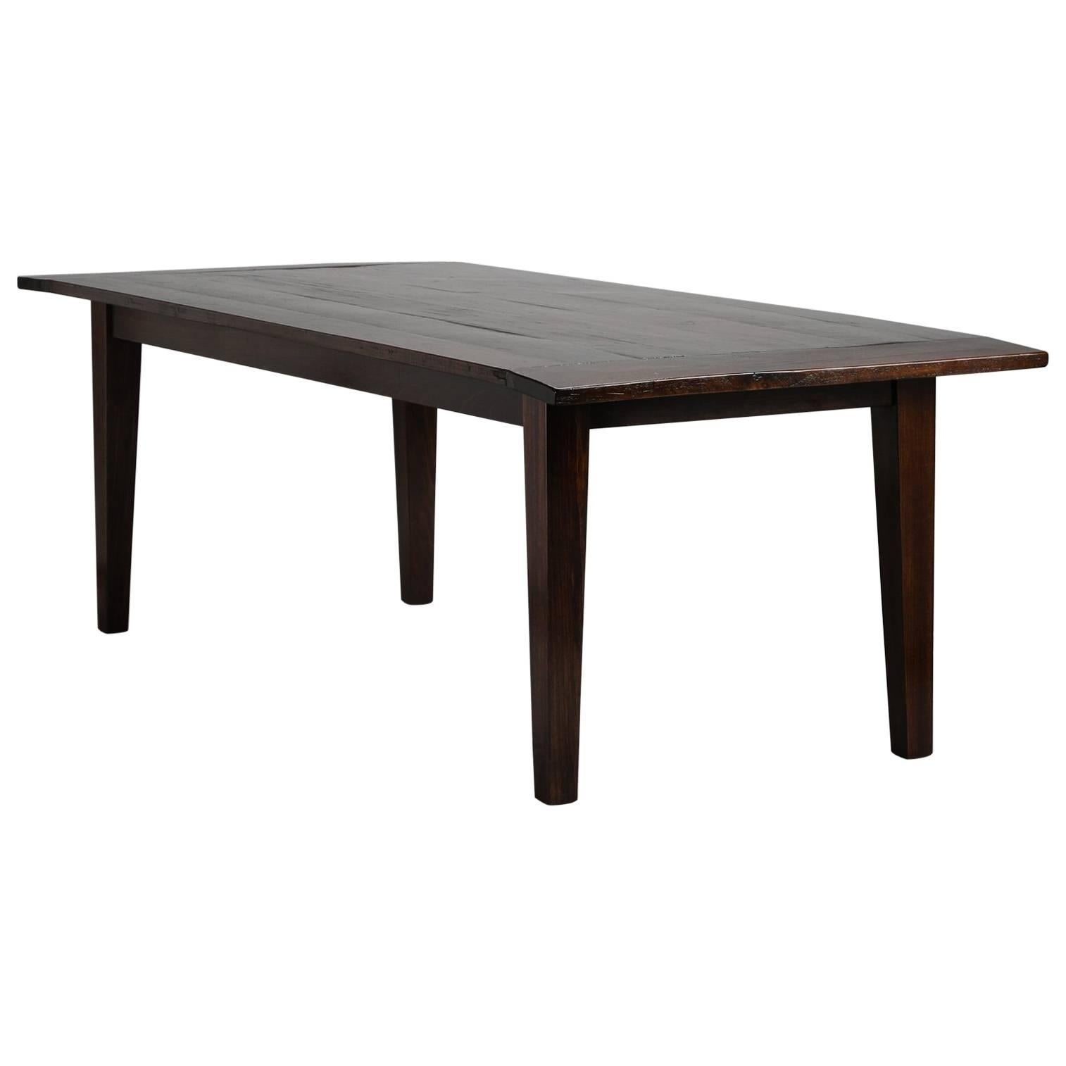 Chestnut Farm Table, 19th Century Top with New Base