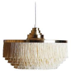 Pair of Silk Fringe Brass Pendant Lamps by Hans-Agne Jakobsson