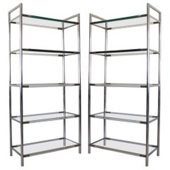 Pair of Chrome and Lucite Etageres