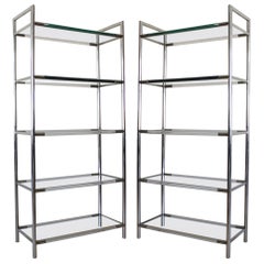 Pair of Chrome and Lucite Etageres