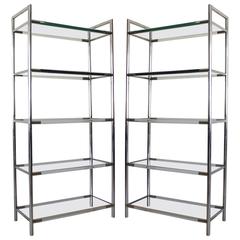 Pair of Chrome and Lucite Etageres 3