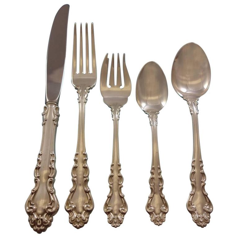 Spanish Baroque Reed and Barton Sterling Silver Flatware Set Service 64