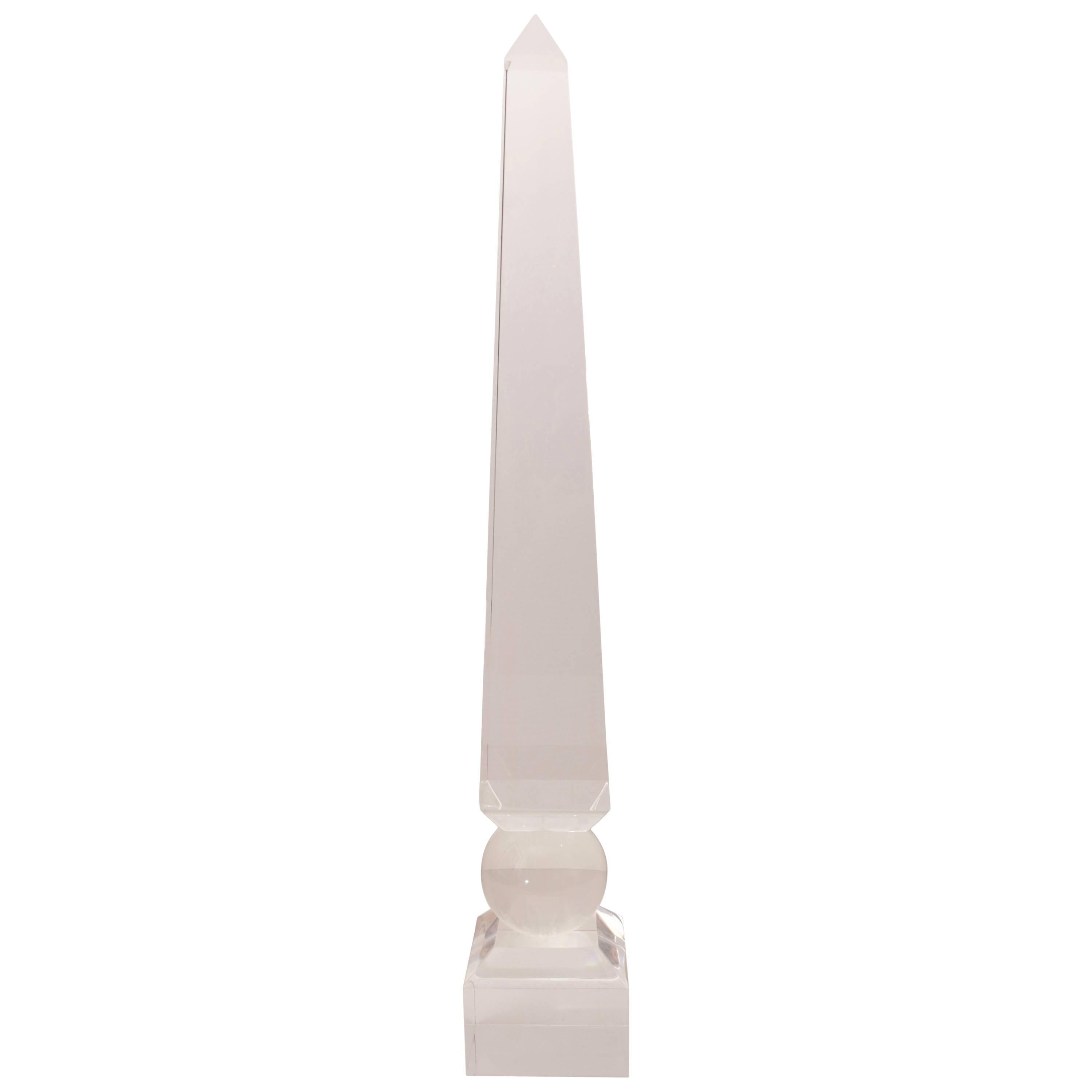 Large-Scale Obelisk in Clear Lucite, circa 1970s