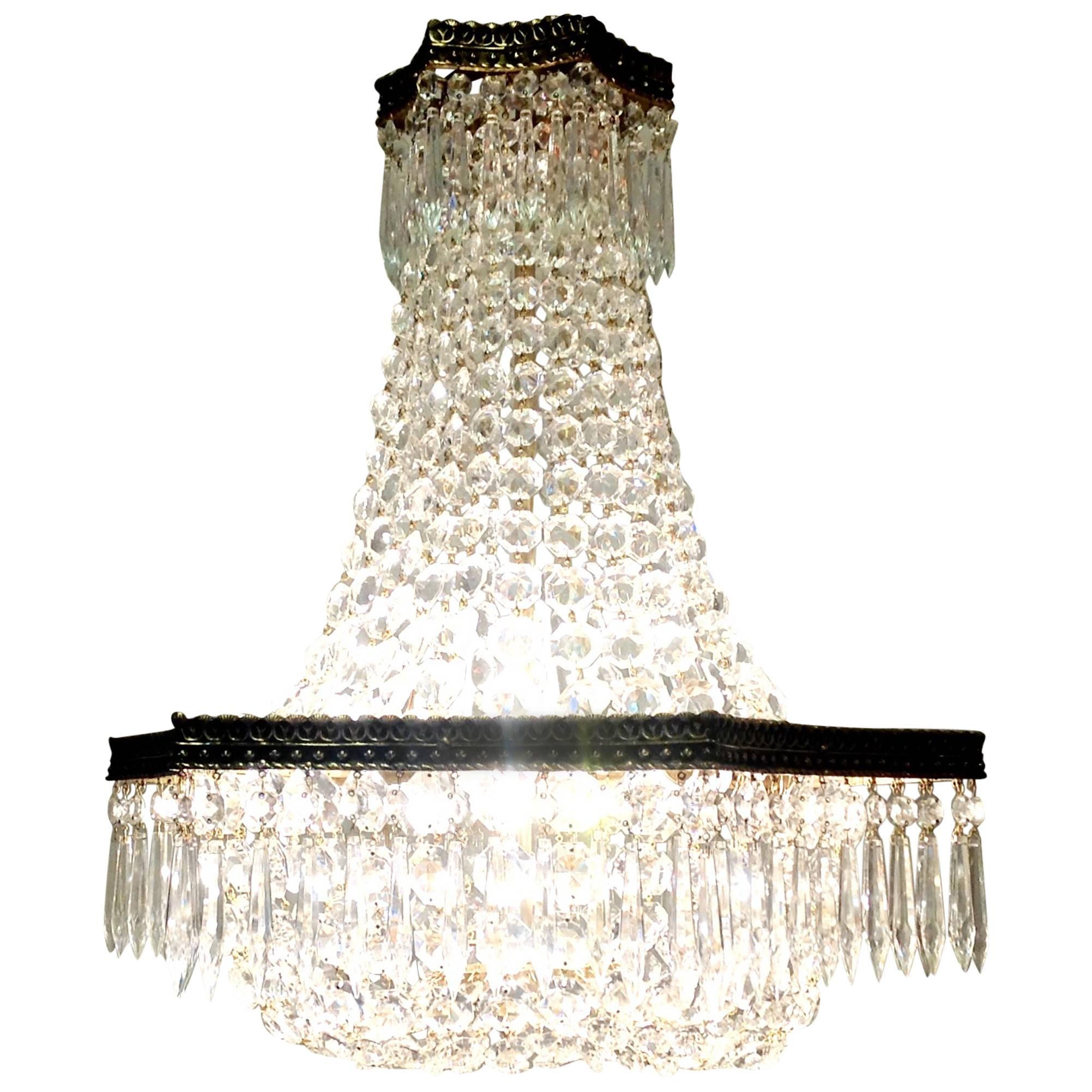 Spanish Crystal Empire Chandelier, circa 1950s For Sale
