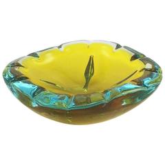 Blue and Yellow Murano Sommerso Bowl, circa 1960