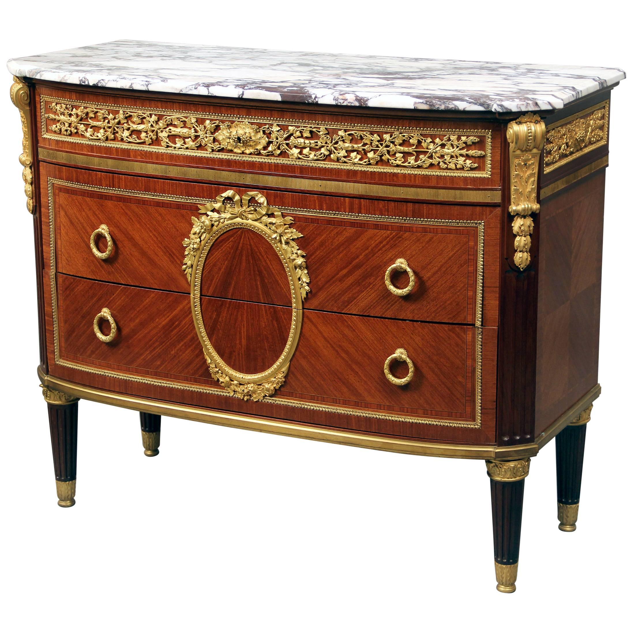 Fine Late 19th Century Gilt Bronze Mounted Commode Signed Haentges Fres