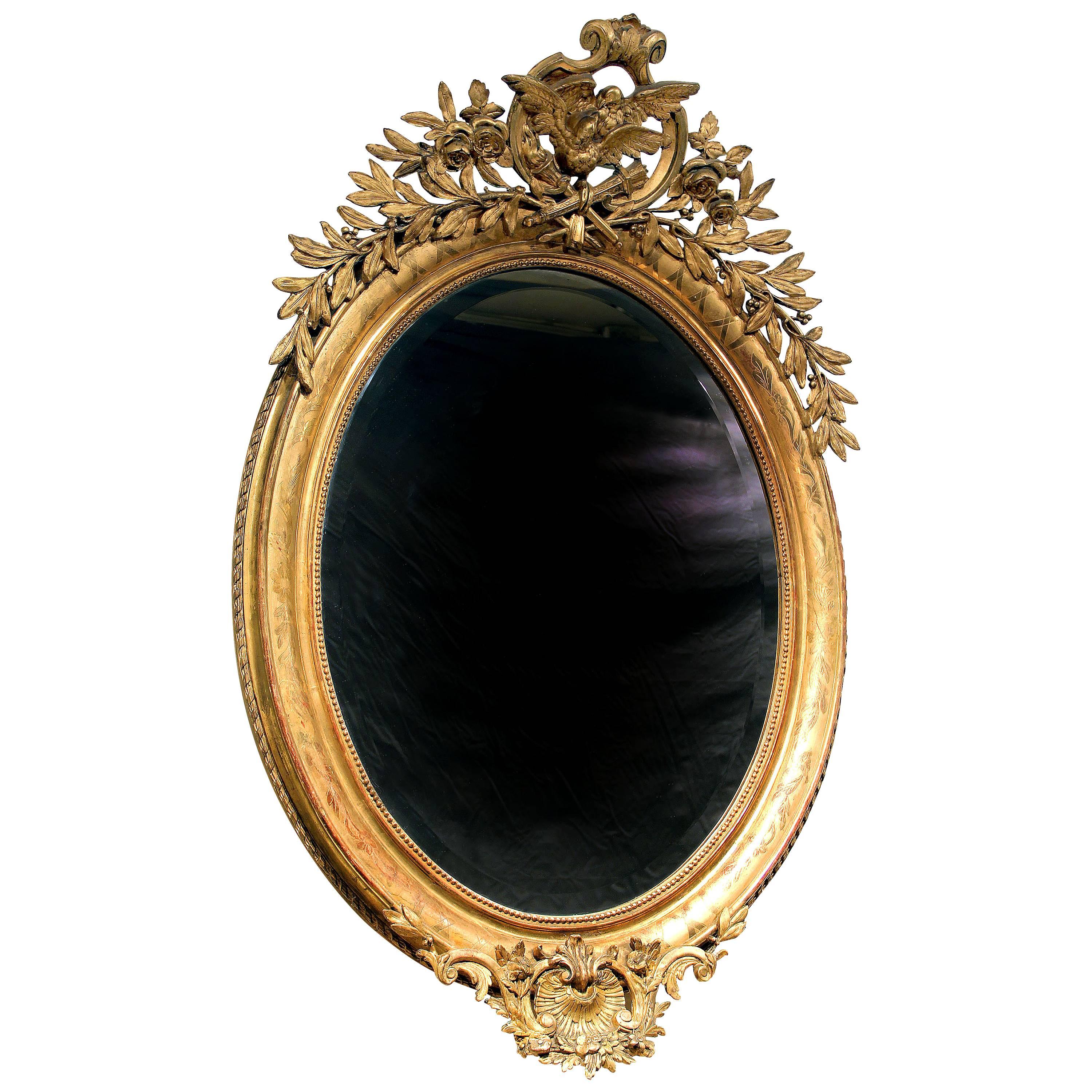 Fine Late 19th Century Carved Giltwood and Gesso Mirror