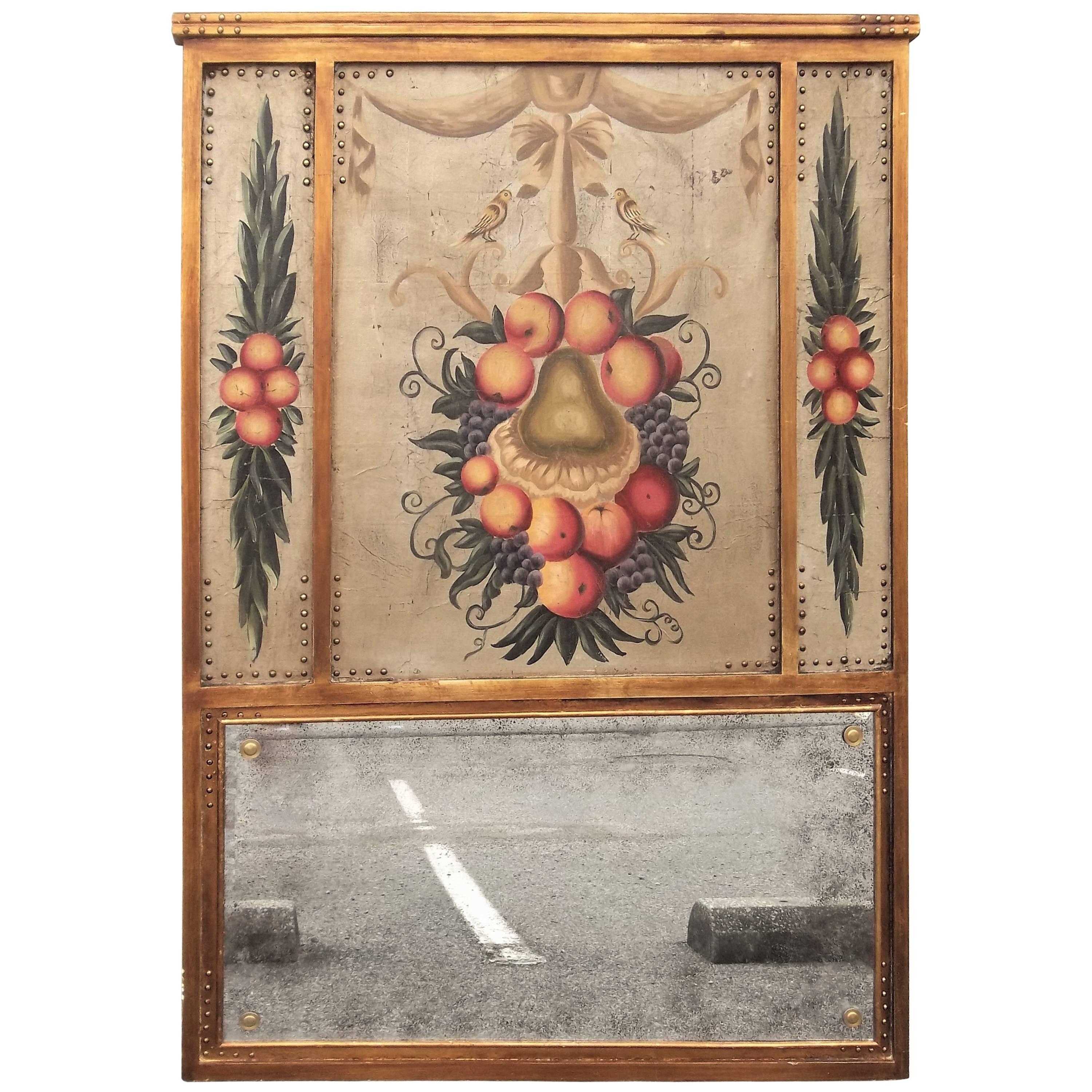Italian Trumeau with Inset Panels of Fruit
