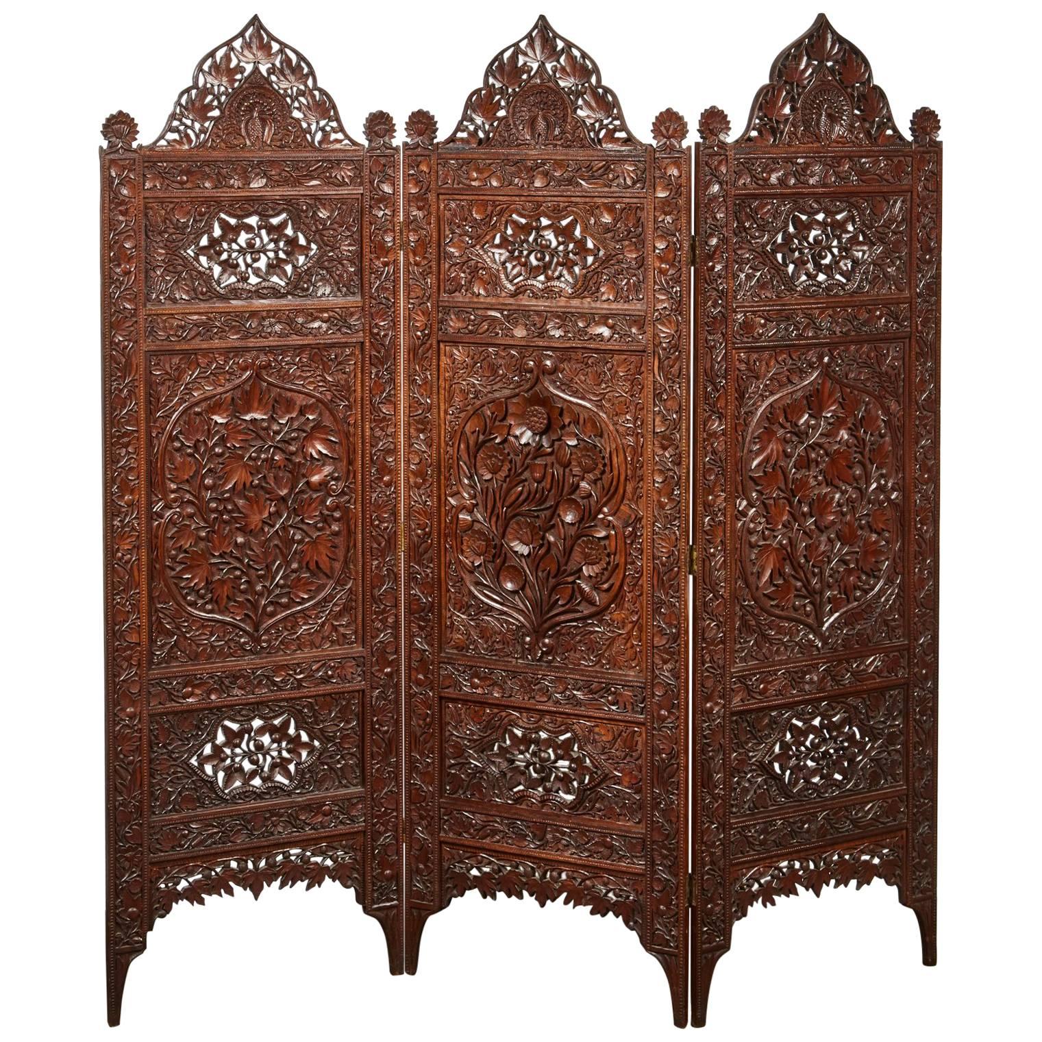 Three-Panel 20th Century Indian Carved Screens