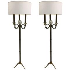 Iconic Pair of French Modern Neoclassical Floor Lamps by Jules Leleu, 1939 11