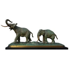 Early 20th Century Bronze Sculpture of Elephants
