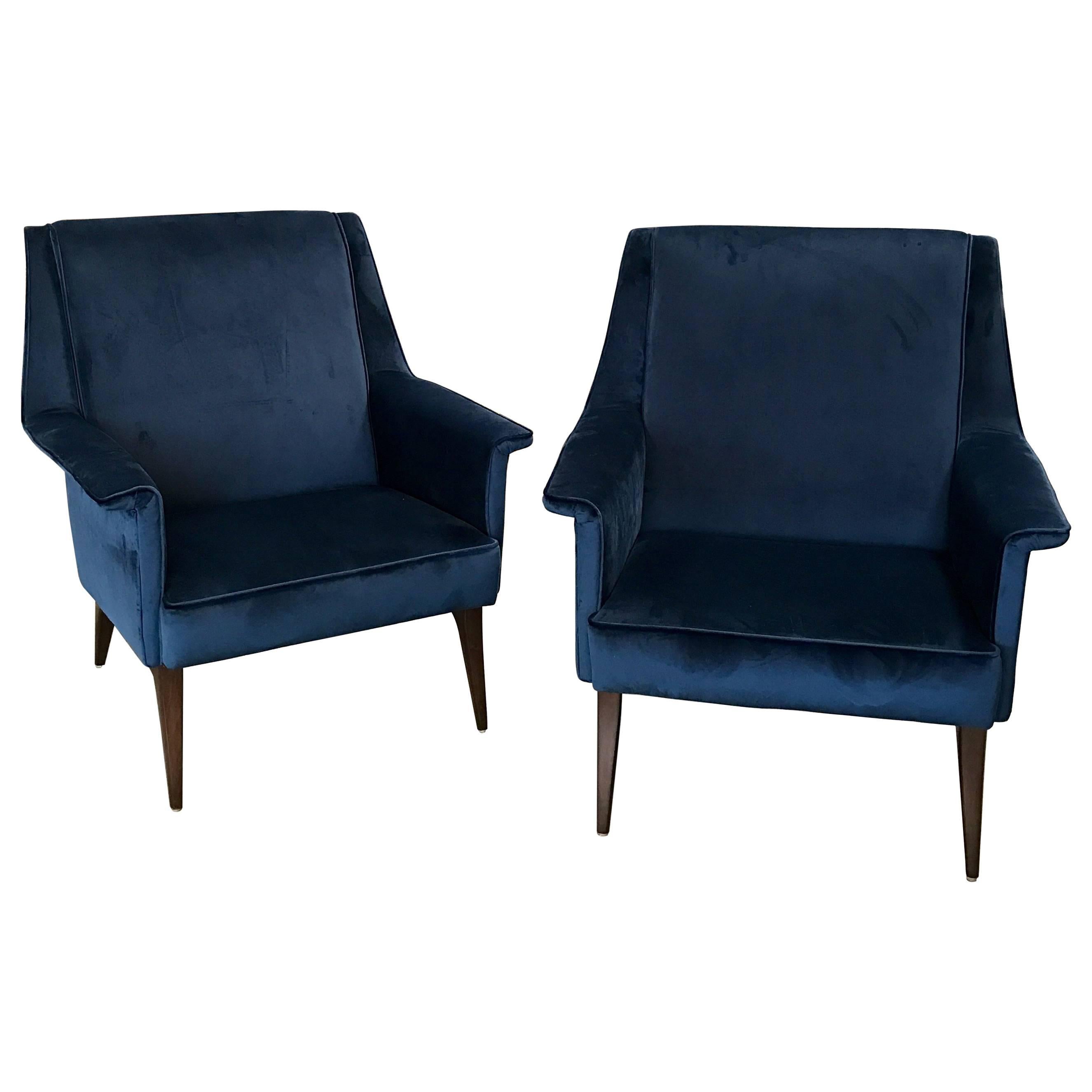 Italian 1960s Blue Armchairs by Anonima Castelli
