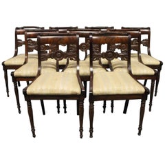 Set of Nine Antique Chairs in the Style of Late Empire, 1840s