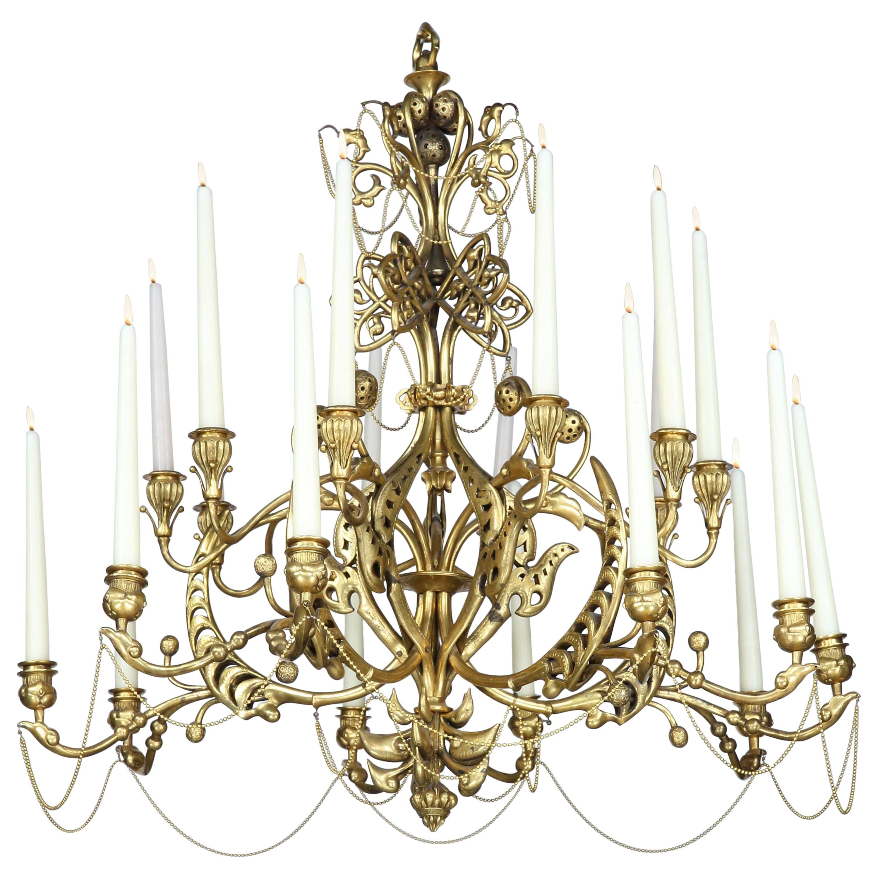 Gilt Bronze Chandelier by Geoffroy-Dechaume For Sale