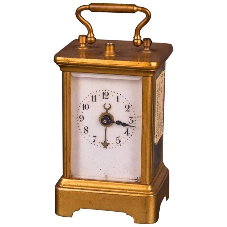 19th Century Old Brass Travel Clock, Alarm Clock For Sale at 1stdibs