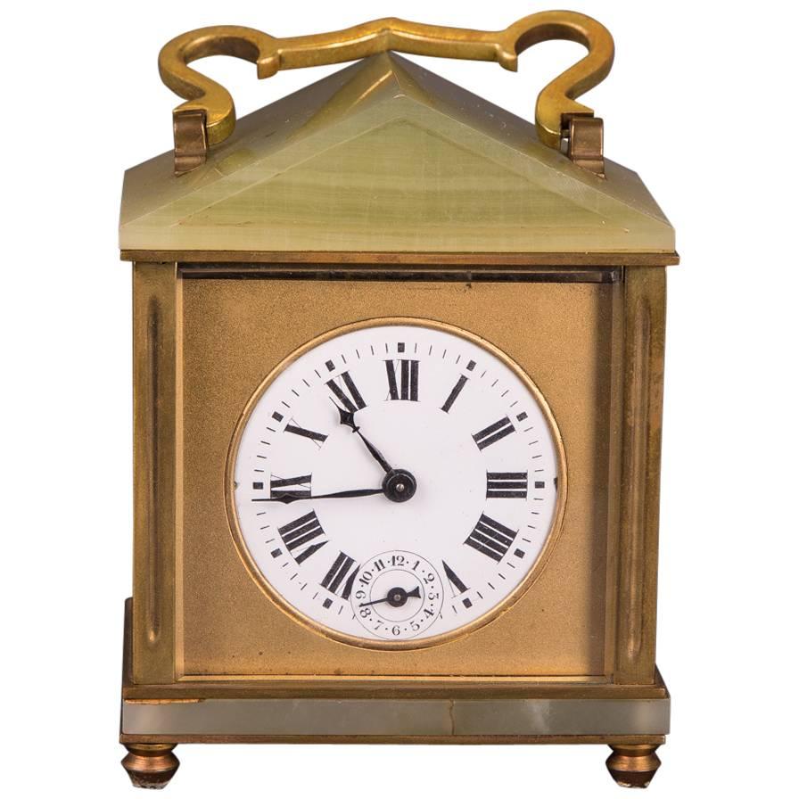 19th Century Neoclassical Bronze French Travel Watch Travel Alarm Clock